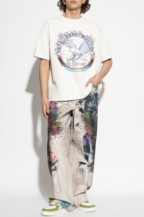 Rhude T-shirt With Print, Mens, White
