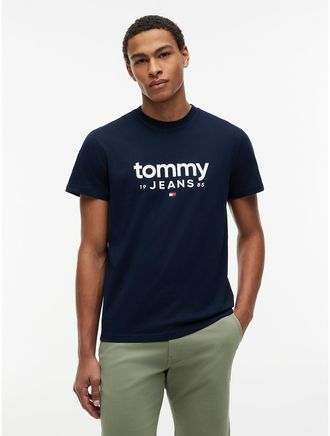 Tommy Hilfiger Mens Tommy Jeans Logo Slim Fit T-Shirt - Navy - XXL