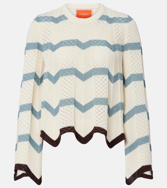 La DoubleJ Chevron crochet cropped cotton sweater