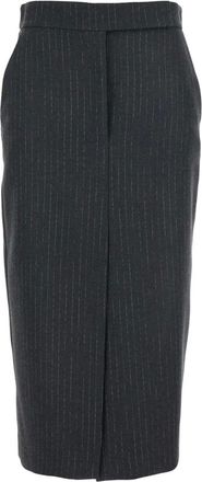 Plaîn Plain, Rokken, Dames, Grijs, XS, Wol, Rok met split voor en achter en een gestreept motief in een wolmix