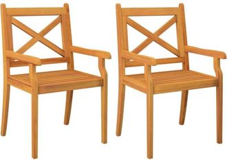 vidaXL Outdoor Dining Chairs 2 pcs Solid Wood Acacia vidaXL