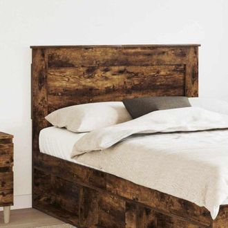 vidaXL Headboard with Headboard Smoked Oak 120 cm Engineered Wood vidaXL