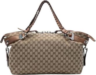 Gucci Pre-owned Handbags, female, Brown, Size: ONE SIZE Pre-owned Canvas Handbag