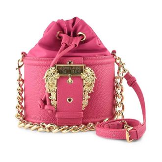Versace Jeans Couture Tassen, Dames, Roze, ONE Size, Leer, Stijlvolle Bucket Bag met Trekkoordsluiting