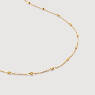 Monica Vinader Gold Oval Station Chain Necklace