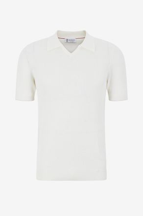 Brunello Cucinelli Rippstrick-Kurzarm-Polohemd aus Baumwolle