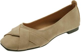 Generic Ladies Flat Shoes Casual Pumps Shoes Solid Color Stylish Elegant Faux Leather Foldable Lightweight Comfy Slip On Walking Shoe Work Leisure Khaki