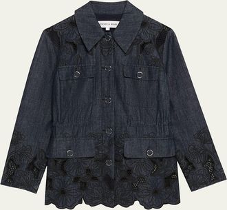 Veronica Beard Kiki Embroidered Chambray Jacket
