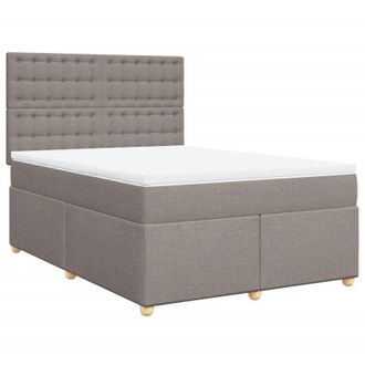 vidaXL Cama Box Spring Con Colch&oacute;n Tela Gris Taupe 140x190 Cm Vidaxl