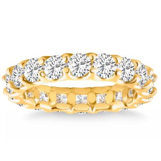 Pompeii3 4Ct TW Lab Grown Diamond U Prong Eternity Ring Anniversary Band 14k Gold