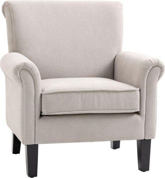 HOMCOM Homcom - butaca de sal&oacute;n tapizada en tela sill&oacute;n relax con reposabrazos asiento extra&iacute;ble y lavable patas de madera estilo moderno 79x78x87 cm