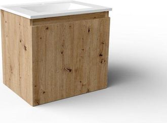Adema Cadence Wastafelonderkast - 60x55x40cm - ondiep - 2 deuren - greeploos - rustiek eiken