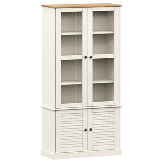 vidaXL Vidaxl - Armario Con Vitrina Vigo Madera Maciza Pino Blanco 85x35x170 Cm