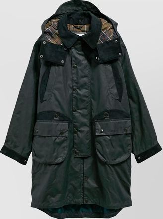 Barbour waxed cotton long padded coat