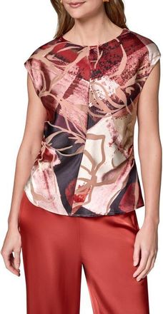 DKNY Mix Print Cap Sleeve Shirt in Burnout Multi at Nordstrom, Size X-Small