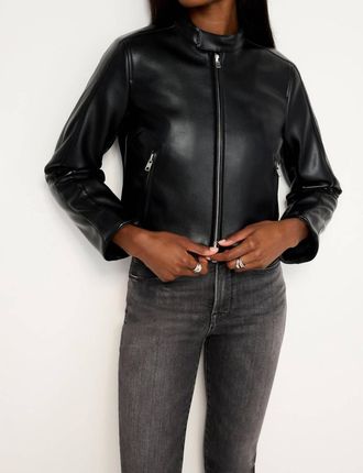 Good American Faux Leather Moto Jacket In Black