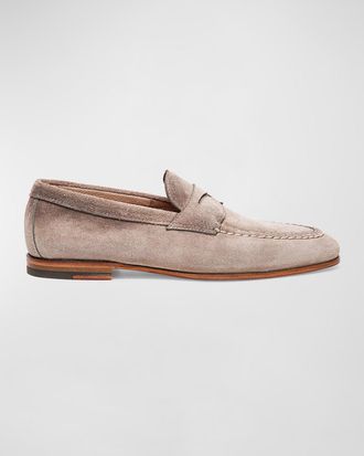 Santoni Mens Door Suede Penny Loafers