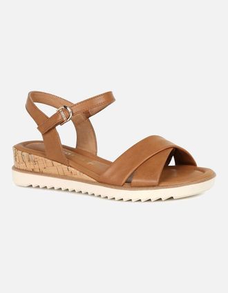 Tamaris Tamaris Womens Carnation Womens Low Wedge Sandals - Brown - Size: 7