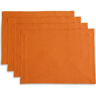 Solino Home Linen Placemats - Fete, 14 x 19 in Persimmon Orange at Nordstrom, Size Medium