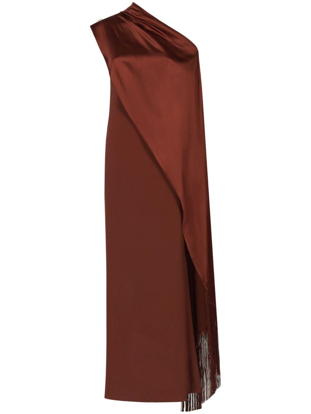 taller marmo brown dress Sahara lace-up cady gown - brown