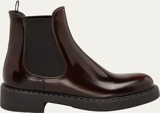 Prada Leather Chelsea Pull-On Booties