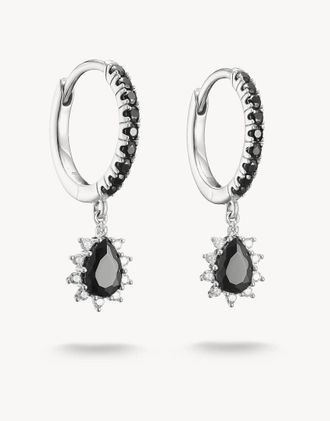 Thomas Sabo Orecchini a cerchio tonalit&agrave; argento e nero
