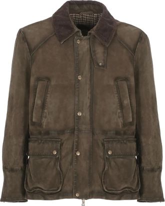 The Jack Leathers Giacca Balmoral Burned con colletto a coste - Verde