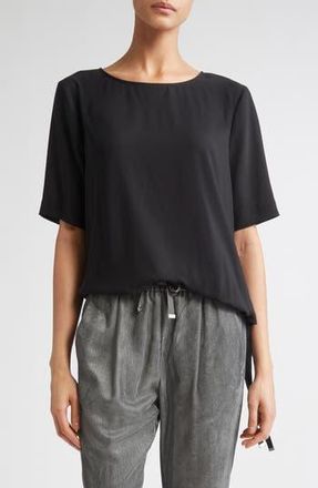 Herno Drawstring Hem T-Shirt in Black at Nordstrom Rack, Size 6 Us / 42 It