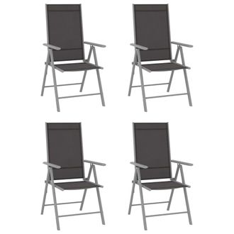 vidaXL Sillas Plegables, 4 Unidades, Textilene Negro Vidaxl