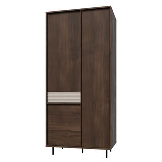 Petits Meubles Armario 3 puertas paneles laminados madera oscura y cachemira