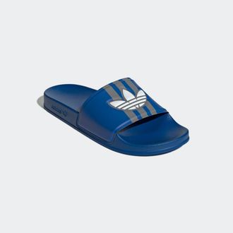 adidas Badesandale ADIDAS ORIGINALS ADILETTE, Gr. 40,5, blau (blau, cloud wei&szlig;, grau three), Synthetik, Schuhe Badesandale, Badelatschen