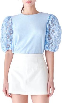 English Factory Mixed Media Blouse in Powder Blue at Nordstrom Rack, Size X-Small