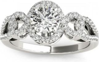 Allurez Twisted Shank Halo Diamond Engagement Ring Setting 14k W. Gold 0.35ct