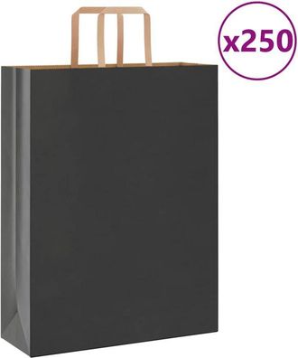 vidaXL Bolsas De Papel Con Asas 250 Uds Negra 32x12x42 Cm Vidaxl