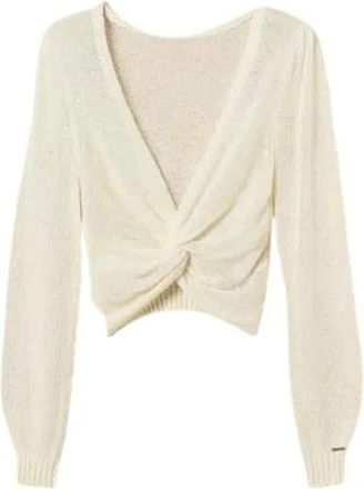 Twinset Maglia-Coprispalle Doppio Uso Con Incrocio - Dames - V-hals truien - Wit - XS - Wol - Truien & Vesten
