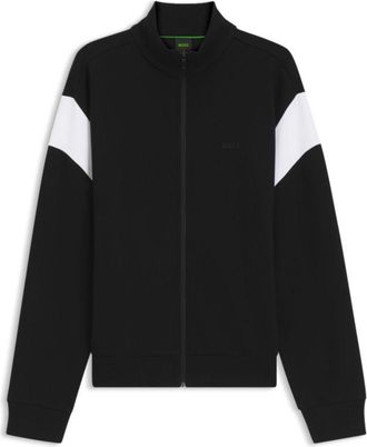 BOSS Zippered cotton-blend sweatshirt with contrast inserts