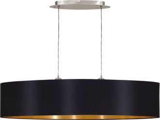 Loops Pendant Light Colour Satin Nickel Shade Black Gold Fabric Bulb E27 2x60W