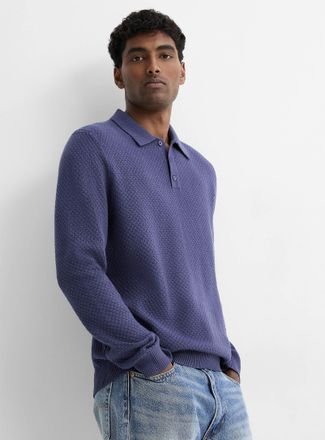 Le 31 Mens Embossed knit Polo Shirt