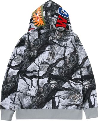 A Bathing Ape Felpa Tree Edge Camo Shark con zip - Nero