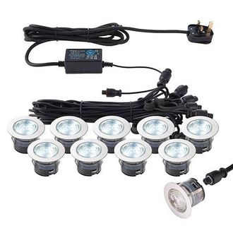 Netlighting Ikonpro Cct Integrated LED Outdoor Recessed Light Polished Stainless Steel Clear IP67