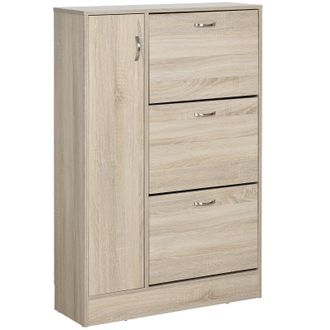HOMCOM Armario Zapatero De 2 En 1 Para Zapatos Mueble Almacenaje Paraguas Gran Espacio Estante Ajustable En 2 Niveles Capacidad De 12 Pares 79x26x120 Cm Made