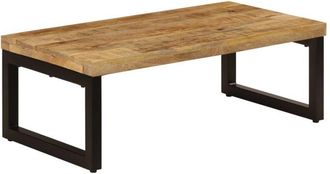 vidaXL Tavolino da Salotto 100x50x35 cm Legno Massello Mango e Acciaio - Vidaxl