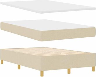 vidaXL Box Spring Bed with Mattress Cream 120 x 200 cm Fabric vidaXL