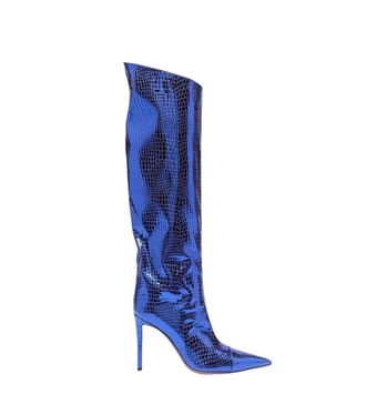 Generic Womens Patent Leather High Heel Boots Print Knee Popular Party Boots