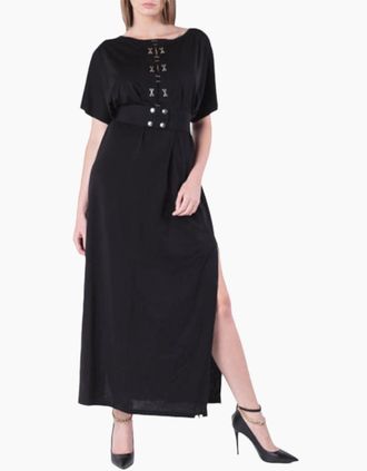 Diesel Womens DIESEL D ALBA Womens Long Dress Round Neck Maxi Metal Party Wear Top Belt Black - Size: 10/8