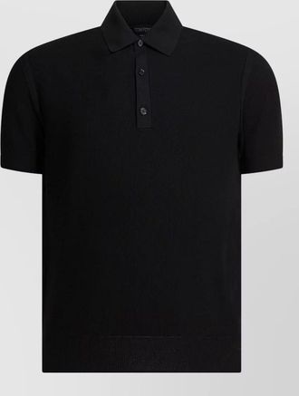 Tom Ford silk cotton pique polo shirt ribbed collar hem