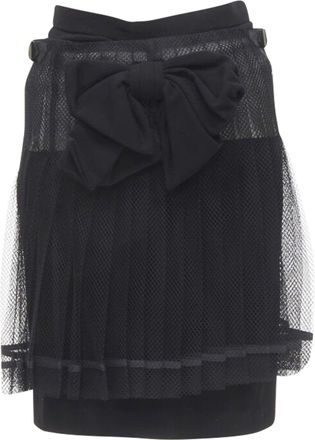 Comme Des Garçons Comme Des Garcons bow buckle pleated net mesh skirt