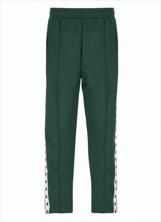 Golden Goose Tapered Green Joggers With Dark Green Star Motifs