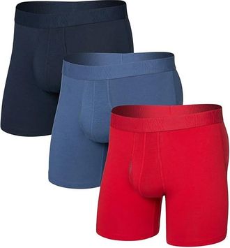 Saxx Underwear Droptemp Cooling Cotton Boxer Brief Fly 3-Pack Mens Underwear Red/Indigo/Dark Ink : 2XL, Cotton/Elastane/Modal