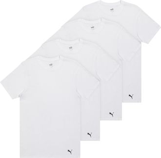 Puma Mens 4 Pack Cotton Crew Neck Short Sleeve T-Shirt Pack of 4 Short Sleeve Cotton T-Shirt with Crew Neck, White/Opulent Garden, XL